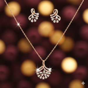 Conjunto de Pendientes y Colgante de Diamantes en Oro Rosa de 18K - Product Image 3