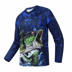 Camisa de Pesca para Hombre con Estampado por Sublimación Personalizado al por Mayor, Spandex/Poliéster, Secado Rápido, Antibacteriana, Transpirable, Talla Grande - Product Image 1