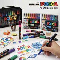 Marqueurs de peinture Uni Posca, marqueurs acryliques moyens 5M, recommandés par les artistes pour les cadeaux, le tissu, le métal, le verre, le bois et la toile