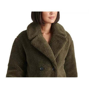 Cappotto Doppiopetto da Donna Lucky Brand in Pelliccia Sintetica Verde Effetto Teddy con Chiusura a Cerniera e Decorazione a Bottoni, Taglia XL Corta - Product Image 2