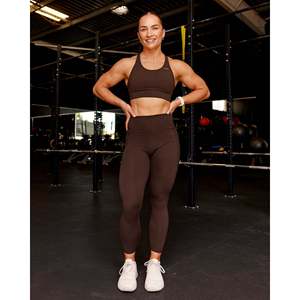 Leggings de Yoga Fusion Ultra High-Rise 7/8 sin Costuras con Bolsillos - Chocolate Caliente XL - Product Image 6