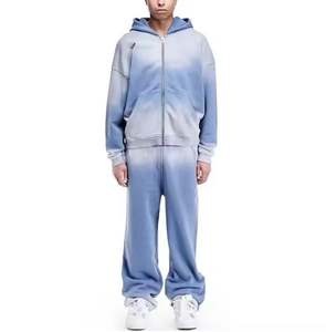 ชุดวอร์มผู้ชายแบบมีฮู้ด สไตล์ลำลอง สีพื้น ล้างสีแบบ Acid Wash พิมพ์โลโก้ตามสั่ง ผ้าฝ้าย 100% คุณภาพสูง สีตามสั่ง - Product Image 1