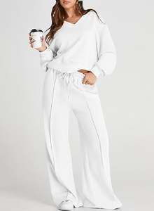 Conjunto Deportivo Casual de Dos Piezas Estampado para Mujer, Transpirable, de Secado Rápido, de Algodón/Poliéster, Atuendo de Invierno - Product Image 5