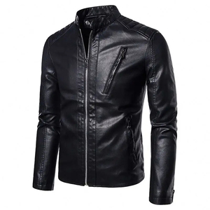 Chaqueta de invierno de estilo bombardero vintage con logotipo personalizable para hombre, ropa de abrigo de cuero PU para motorista clásico con logotipo personalizado - Product Image 2