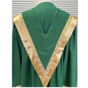 Green Wholesale Church <b>Uniform</b> Gold Embroidery <b>Choir</b> Robe With Stole 2025 Custom Made High Quality Design Embroidered Robe - Product Image 4