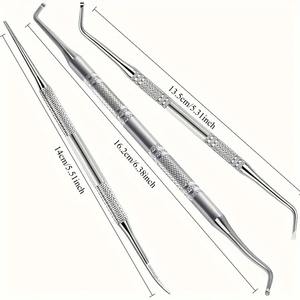 Outil professionnel pour ongles incarnés en acier inoxydable, 3 pièces, outils de nettoyage des ongles avec poignée texturée pour une expérience de pédicure améliorée - Product Image 4