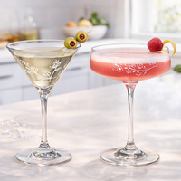 Ensemble de verres à martini et à coupe gravés de motifs floraux, boîte cadeau pour bar, restaurant, vente en gros