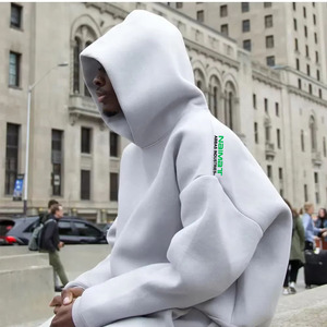 Chándal holgado de dos piezas de invierno ecológico de alta calidad para hombre, Sudadera con capucha de gran tamaño con forro polar pesado personalizado - Product Image 6