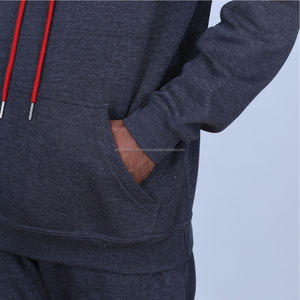 High Quality 100% Cotton Distressed Solid Pattern Jogger Set <b>Eco</b>-friendly Winter Hoodie Sweatpants Applique Plus Size Tracksuits - Product Image 6