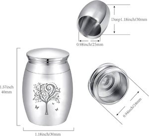Urna de recuerdo de árbol de la vida de plata para cenizas Urna de metal para cenizas humanas Urnas de entierro de lujo para cenizas humanas adultas Tamaño personalizado - Product Image 2
