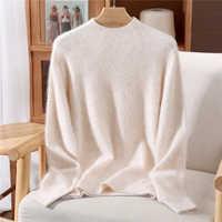 Pull femme col semi haut automne/hiver pull à manches longues haut de gamme 100% fourrure de vison pull tricoté mode Version coréenne