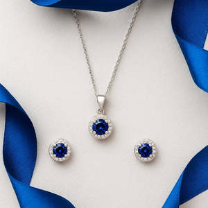 Conjunto de Joyería Zarkan Azul Marino con Detalles en Oro de 18K, Chapado en Oro Rosa Clásico con Circonita y Diamante, para Bodas, Fiestas o Regalos - Product Image 1