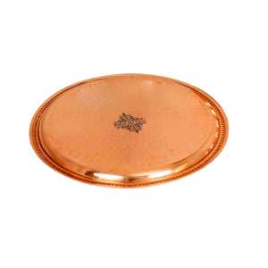 Plato Thali Pequeño de Cobre Puro, Martillado a Mano, Accesorio Decorativo para Mesa, Estilo Indio - Product Image 3