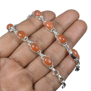 Red Carnelian 925 Sterling Silver Gemstone Adjustable Handmade <b>Bracelet</b> August Month Birthstone Gift for Her 10 Stone <b>Bracelet</b> - Product Image 1