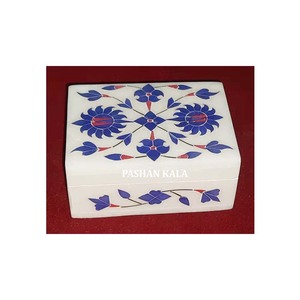 Indian Best Quality <b>White</b> Marble Handmade Inlay Work Rectangular Shape Jewelry <b>Gift</b> <b>Box</b> For Decoration And Business <b>Gift</b> Purpose - Product Image 1