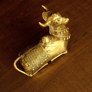 Fait à la main écologique Dhokra Art Nandi Idol Metal Caractéristique pour les occasions de Diwali - Product Image 3