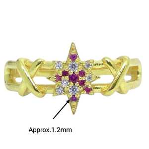 Anillo de copo de nieve de Plata de Ley 925 chapado en oro rubí Topacio blanco estilo clásico para bodas y fiestas - Product Image 4