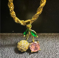 Collar de Acero Inoxidable Personalizado al por Mayor, Chapado en Oro de 18k, con Personaje de Dibujos Animados de Cereza, Joyería de Moda, Regalo para Mujer