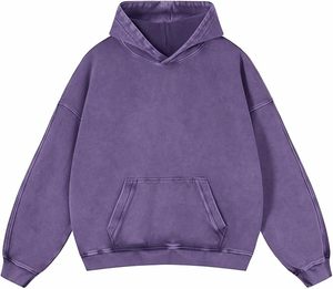 Sweat-shirt à capuche rose délavé à l'acide avec logo frontal, coupe ample, avec poche, en molleton de coton surdimensionné pour l'automne et l'hiver - Product Image 3