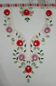 Col en filet à l'aspect riche avec broderie à la main et détail de paillettes pour robe chemisier festive kurti tenue de couture ethnique - Product Image 2