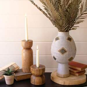 Candelero pulido hecho a mano de madera de acacia Natural de bajo precio, diseño moderno, decoración navideña para el hogar - Product Image 2