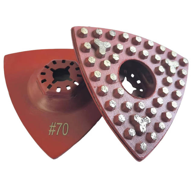 Closed Interface Oscillating Diamond Grinding Plate Triangle Multi Tool with Hex Dot + Clover Pattern for Surface Preparation