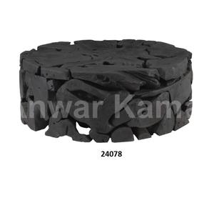 Mesa auxiliar redonda de vidrio templado transparente de acero inoxidable sólido negro hecha a mano, mesa auxiliar de té y café para el hogar - Product Image 6