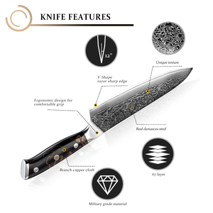 Vente en gros Couteau de chef damas personnalisé de haute qualité Couteaux de cuisine à manche noir en acier inoxydable à haute teneur en carbone OEM disponible - Product Image 2