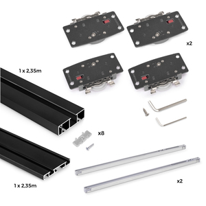 Emuca Flow 2 Kit Hardware per armadio a chiusura morbida sistema di montaggio superficiale per 2 porte scorrevoli in legno supportate - Product Image 2