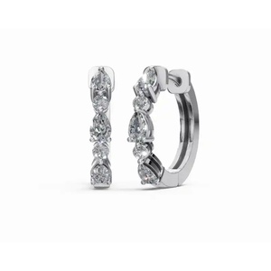 Boucles d'oreilles créoles en diamant de poire Eternal Bloom, or 9 KT, 14 KT, 18 KT, bijoux de laboratoire, vente en gros, OEM, fournisseur d'exportation B2B - Product Image 1