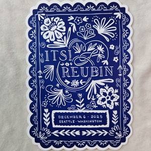 300g coton papier typographie invitations de <span class=keywords><strong>mariage</strong></span> Double couche bleu et blanc découpé au Laser bord festonné cartes en relief impression personnalisée - Product Image 1