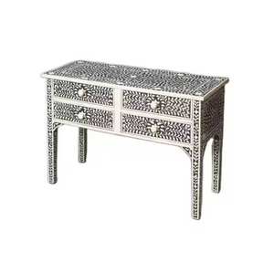 Mesa de Centro de Resina de Lujo Hecha a Mano con Incrustaciones de Hueso Ecológicas, Muebles para el Hogar de la India en Venta - Product Image 1