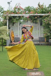 Navratri lehenga choli ชุดพิเศษ navratri chaniya choli อินเดียสำหรับผู้หญิงสวมแบบดั้งเดิม lehenga choli เจ้าสาวผ้าฝ้ายบริสุทธิ์ lehenga - Product Image 4