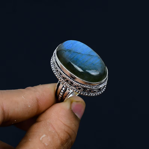 แหวนหมั้น925สุดหรูแหวนเงินแท้สำหรับผู้หญิงแหวนลาบราดอไรต์สีฟ้าแหวนประณีตเครื่องประดับแบบประณีตผู้ผลิตจำนวนมาก - Product Image 3