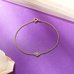 สร้อยข้อมือผู้หญิงแบบยืดหยุ่นประดับเพชรและทองคำสีเหลืองสุดหรู - Product Image 1