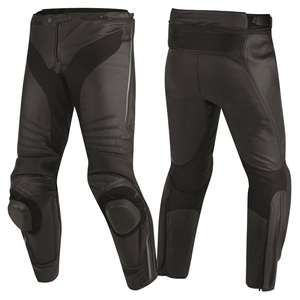 Pantalones de cuero elásticos impermeables rectos ajustados para hombre, pantalones de motocicleta de carreras informales ligeros con rodilleras - Product Image 6