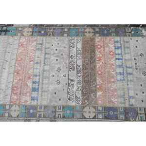 Alfombra Turca Vintage, Alfombra de 2.8x8.9 pies, Alfombra Azul con Estampado Animal - Product Image 5