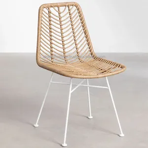 Silla de mimbre sintético, sillas de comedor, diseño moderno, silla minimalista contemporánea, muebles de restaurante en Hotel