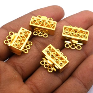 Prem Bhaya geométrico 18X20X7MM cierre de caja multihebra 3 hebras plata oxidada 18K chapado en oro 18K Cierre de joyería B232 - Product Image 1