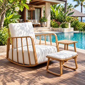 Conjunto de Sofás de Jardín Modernos, Muebles de Madera para Exteriores con Cojines Impermeables para Relajarse en la Terraza, Patio o Junto a la Piscina - Product Image 1