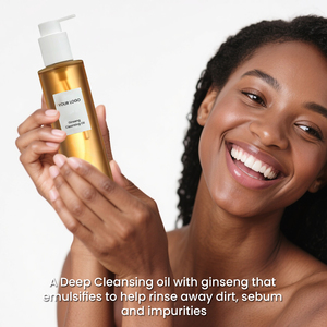 Removedor de maquillaje de limpieza profunda de poros emulsionante rápido de etiqueta privada OEM para piel sensible y propensa al acné aceite de limpieza de ginseng - Product Image 3