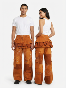 Pantalon cargo en denim unisexe style vintage, jambe large, streetwear, multi-poches, utilitaire, décontracté, mode, vêtements de travail, vente en gros de jeans - Product Image 3