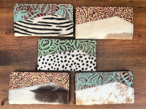 Nuevo diseño occidental en relieve Animal estampado piel cuero carteras elegante hecho a mano tallado cuero teléfono casos lujo mujeres embragues - Product Image 5