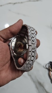 Luxe Hip Hop pour Ice hommes montre pour femme VVS diamant blanc diamants simulés complets Ronda mouvement à Quartz 5mm boîtier pointeur - Product Image 4