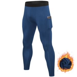 Automne hiver hommes chaud course Compression Leggings séchage rapide sport Gym Jogging pantalon avec Logo sur la taille - Product Image 4