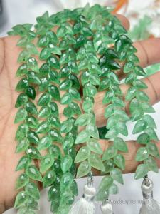 Cuarzo Verde Fresa Natural AAA, Facetado, en Forma de Lágrima, Taladrado, Hilo de 8 Pulgadas, Aprox. 6x9mm - Product Image 5