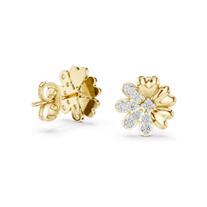 0.35 CT Lab Diamond Floral <b>Stud</b> Earrings VVS-VS EF Clarity 18KT, 14KT, 10KT Gold & 925 <b>Silver</b> Rose, Yellow, White Gold & - Product Image 4