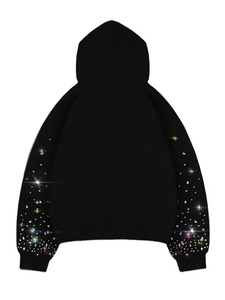 Sweat à capuche unisexe 100% coton avec strass, polaire épais, design d'hiver, détails en cristal, streetwear, logo personnalisé, vente en gros - Product Image 5