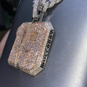 Pendentif de luxe en argent 925 Design Hip Hop personnalisé avec diamant Moissanite et caution de sac d'argent glacé pour bijoux de fête - Product Image 3