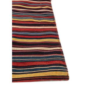 Tapis en laine tissé à la main Aalam, motif kilim rayé rouge et orange, viscose 3D pour couloir, chambre ou chevet, modèle PAEM-950 - Product Image 4